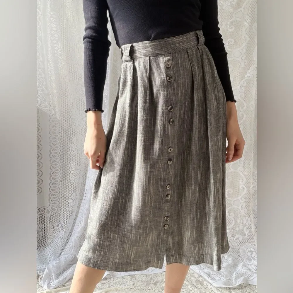 Vintage 90s Button Front Midi Skirt Norton McNaughton Size 8 - Picture 12 of 12
